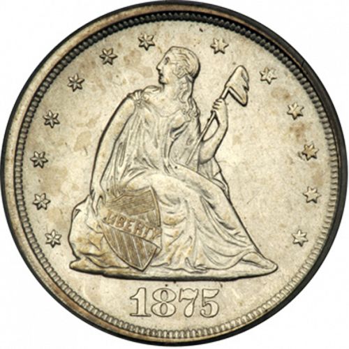 20 cent Obverse Image minted in UNITED STATES in 1875S (20-cent)  - The Coin Database
