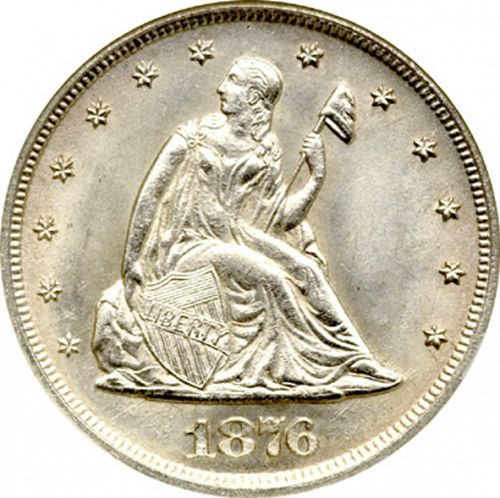 20 cent Obverse Image minted in UNITED STATES in 1876CC (20-cent)  - The Coin Database