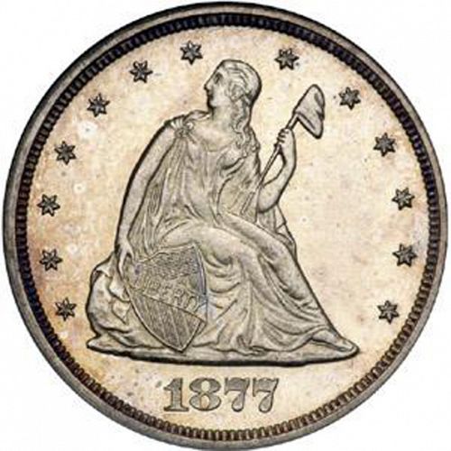 20 cent Obverse Image minted in UNITED STATES in 1877 (20-cent)  - The Coin Database