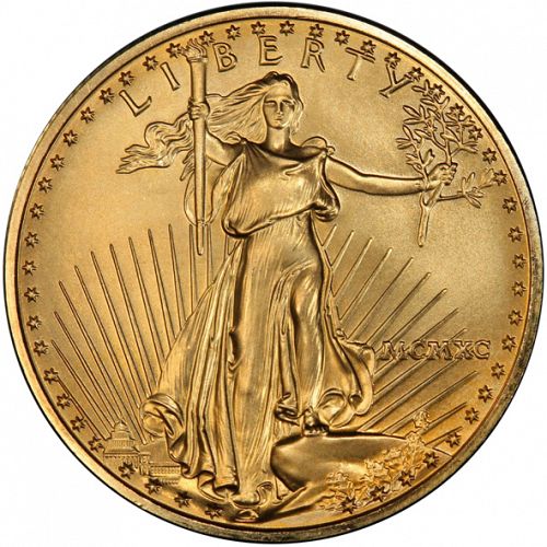 Bullion Obverse Image minted in UNITED STATES in 1990 (American Eagle -  Gold 25 $)  - The Coin Database