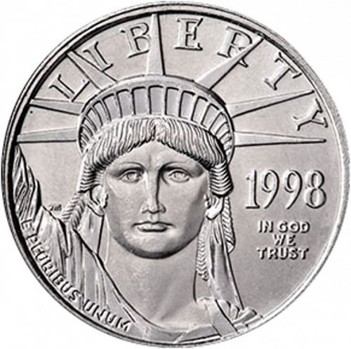 Bullion Obverse Image minted in UNITED STATES in 1998 (American Eagle -  Platinum 25 $)  - The Coin Database