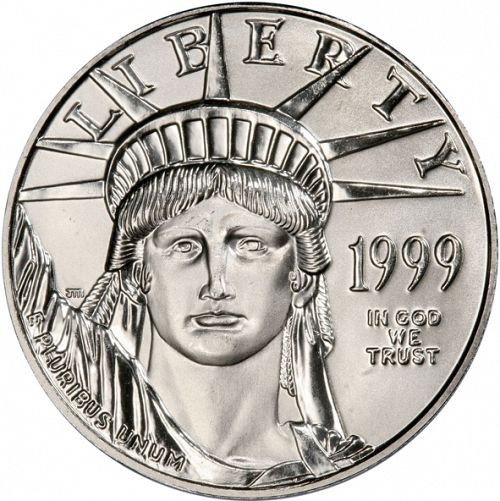 Bullion Obverse Image minted in UNITED STATES in 1999 (American Eagle -  Platinum 25 $)  - The Coin Database