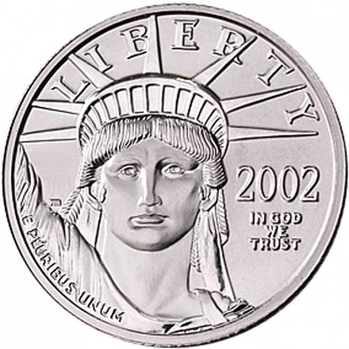Bullion Obverse Image minted in UNITED STATES in 2002 (American Eagle -  Platinum 25 $)  - The Coin Database