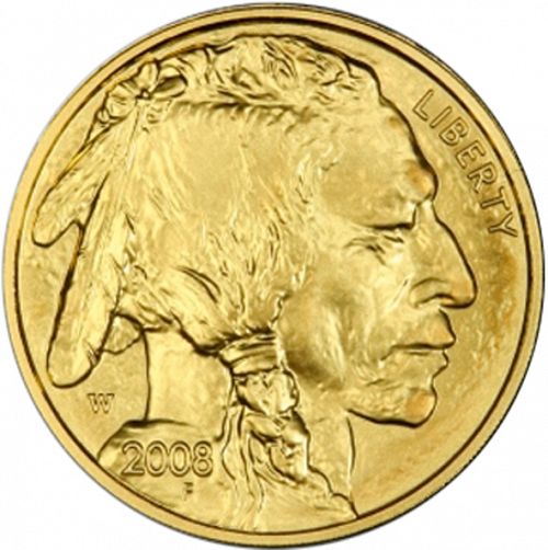 Bullion Obverse Image minted in UNITED STATES in 2008W (Gold Buffalo -  Gold 25 $)  - The Coin Database