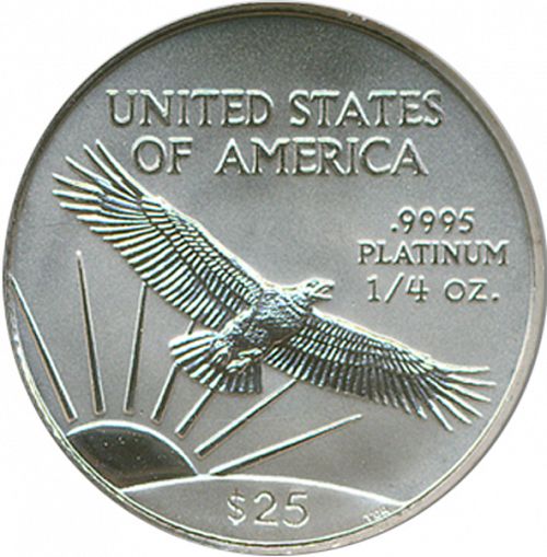 Bullion Reverse Image minted in UNITED STATES in 1999 (American Eagle -  Platinum 25 $)  - The Coin Database