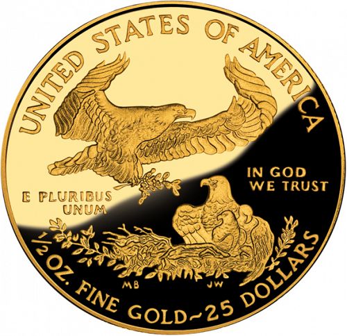 Bullion Reverse Image minted in UNITED STATES in 2012W (American Eagle -  Gold 25 $)  - The Coin Database