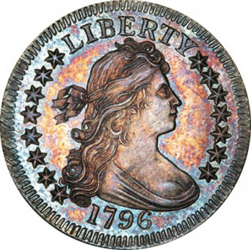 25 cent Obverse Image minted in UNITED STATES in 1796 (Draped Bust - Small eagle reverse)  - The Coin Database