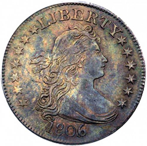 25 cent Obverse Image minted in UNITED STATES in 1806 (Draped Bust - Heraldic eagle reverse)  - The Coin Database