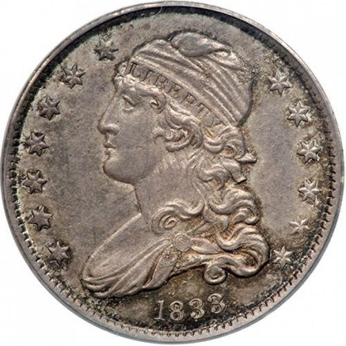 25 cent Obverse Image minted in UNITED STATES in 1833 (Liberty Cap - No motto)  - The Coin Database