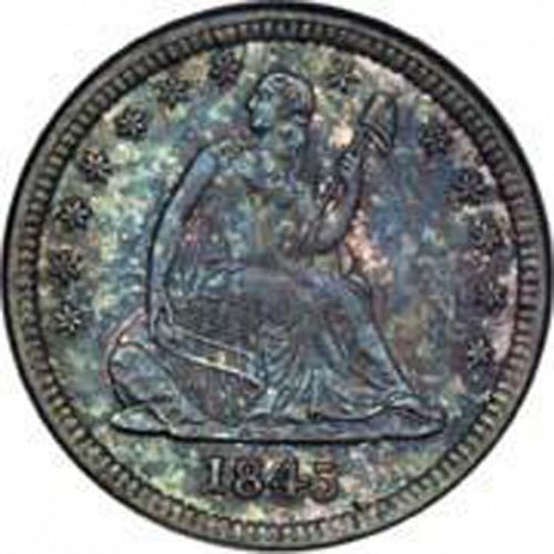 25 cent Obverse Image minted in UNITED STATES in 1845 (Seated Liberty - Drapery added)  - The Coin Database