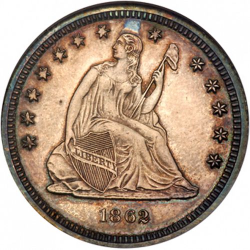 25 cent Obverse Image minted in UNITED STATES in 1862 (Seated Liberty - Arrows at date removed)  - The Coin Database
