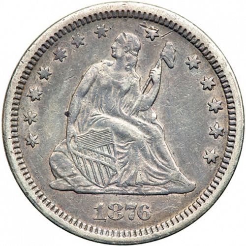 25 cent Obverse Image minted in UNITED STATES in 1876CC (Seated Liberty - Arrows at date removed)  - The Coin Database