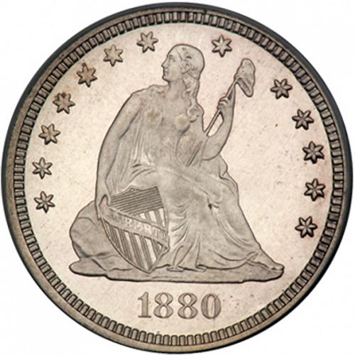 25 cent Obverse Image minted in UNITED STATES in 1880 (Seated Liberty - Arrows at date removed)  - The Coin Database