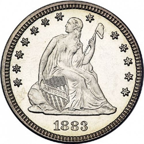 25 cent Obverse Image minted in UNITED STATES in 1883 (Seated Liberty - Arrows at date removed)  - The Coin Database
