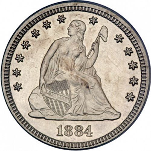 25 cent Obverse Image minted in UNITED STATES in 1884 (Seated Liberty - Arrows at date removed)  - The Coin Database