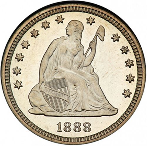 25 cent Obverse Image minted in UNITED STATES in 1888 (Seated Liberty - Arrows at date removed)  - The Coin Database
