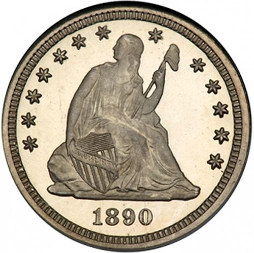 25 cent Obverse Image minted in UNITED STATES in 1890 (Seated Liberty - Arrows at date removed)  - The Coin Database