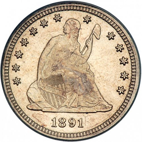 25 cent Obverse Image minted in UNITED STATES in 1891S (Seated Liberty - Arrows at date removed)  - The Coin Database