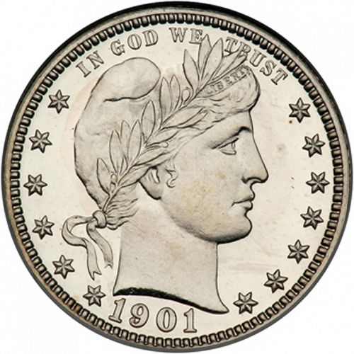 25 cent Obverse Image minted in UNITED STATES in 1901 (Barber)  - The Coin Database