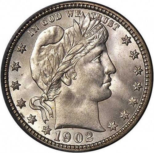 25 cent Obverse Image minted in UNITED STATES in 1902O (Barber)  - The Coin Database