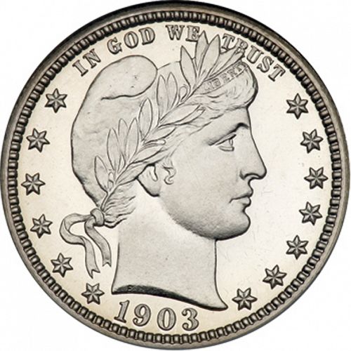 25 cent Obverse Image minted in UNITED STATES in 1903 (Barber)  - The Coin Database