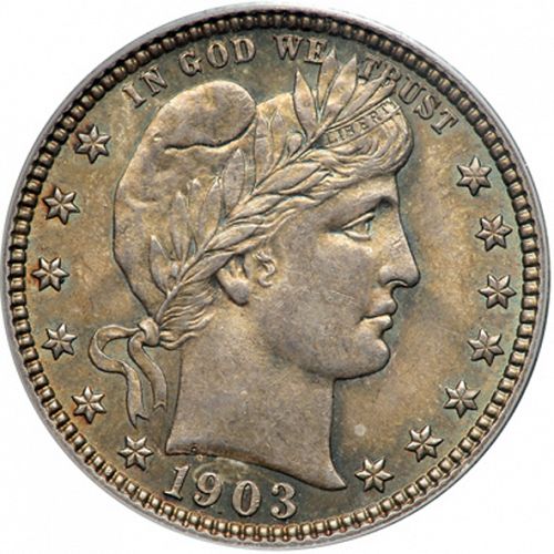 25 cent Obverse Image minted in UNITED STATES in 1903O (Barber)  - The Coin Database