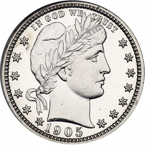 25 cent Obverse Image minted in UNITED STATES in 1905 (Barber)  - The Coin Database