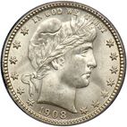 25 cent Obverse Image minted in UNITED STATES in 1908O (Barber)  - The Coin Database