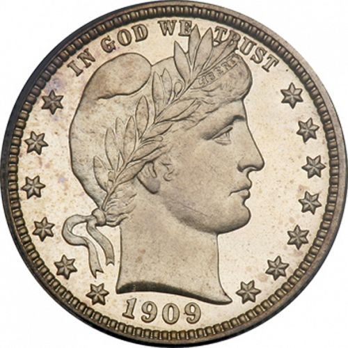 25 cent Obverse Image minted in UNITED STATES in 1909 (Barber)  - The Coin Database