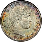 25 cent Obverse Image minted in UNITED STATES in 1910D (Barber)  - The Coin Database