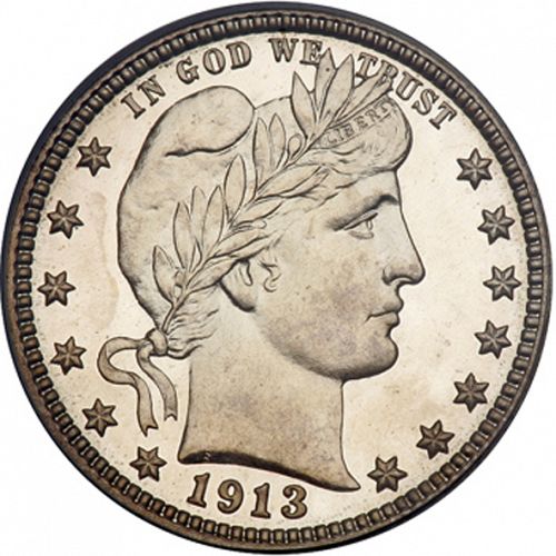 25 cent Obverse Image minted in UNITED STATES in 1913 (Barber)  - The Coin Database