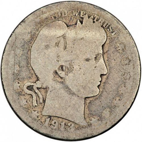 25 cent Obverse Image minted in UNITED STATES in 1913S (Barber)  - The Coin Database