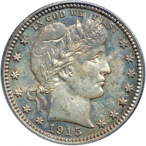 25 cent Obverse Image minted in UNITED STATES in 1915 (Barber)  - The Coin Database
