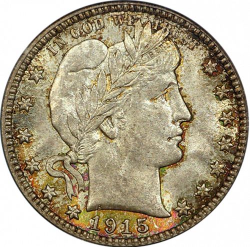 25 cent Obverse Image minted in UNITED STATES in 1915D (Barber)  - The Coin Database