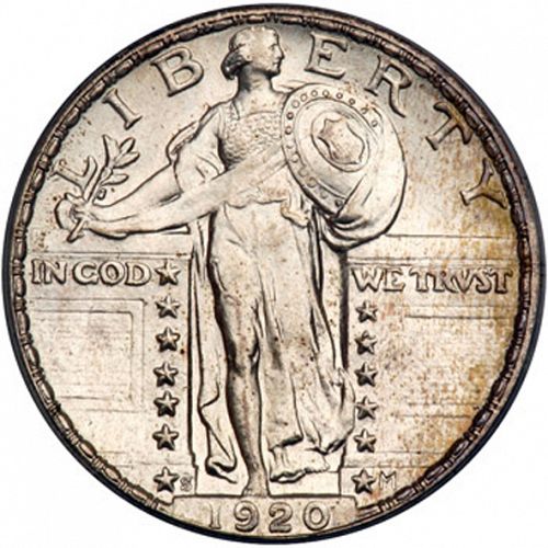 25 cent Obverse Image minted in UNITED STATES in 1920S (Standing Liberty - Type II)  - The Coin Database