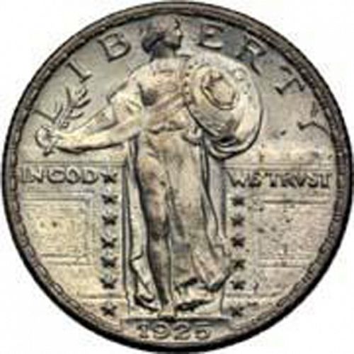 25 cent Obverse Image minted in UNITED STATES in 1925 (Standing Liberty - Type II)  - The Coin Database