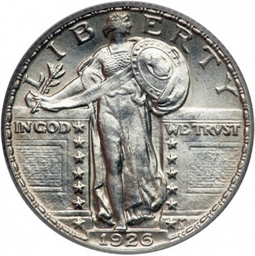 25 cent Obverse Image minted in UNITED STATES in 1926 (Standing Liberty - Type II)  - The Coin Database