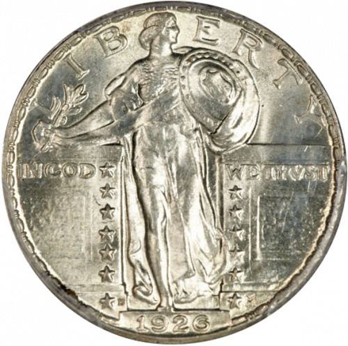 25 cent Obverse Image minted in UNITED STATES in 1926D (Standing Liberty - Type II)  - The Coin Database