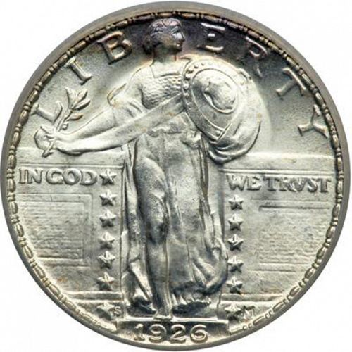 25 cent Obverse Image minted in UNITED STATES in 1926S (Standing Liberty - Type II)  - The Coin Database