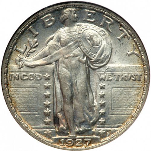 25 cent Obverse Image minted in UNITED STATES in 1927 (Standing Liberty - Type II)  - The Coin Database