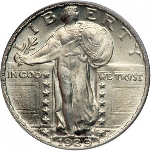 25 cent Obverse Image minted in UNITED STATES in 1929 (Standing Liberty - Type II)  - The Coin Database