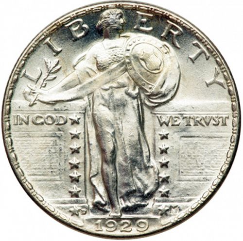 25 cent Obverse Image minted in UNITED STATES in 1929D (Standing Liberty - Type II)  - The Coin Database