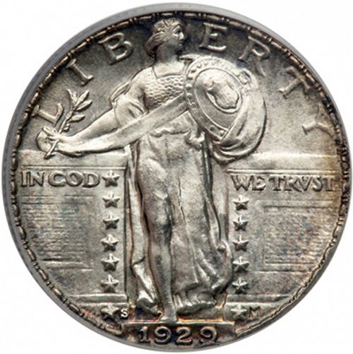 25 cent Obverse Image minted in UNITED STATES in 1929S (Standing Liberty - Type II)  - The Coin Database