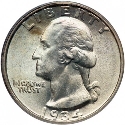 25 cent Obverse Image minted in UNITED STATES in 1934 (Washington)  - The Coin Database