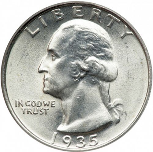 25 cent Obverse Image minted in UNITED STATES in 1935D (Washington)  - The Coin Database