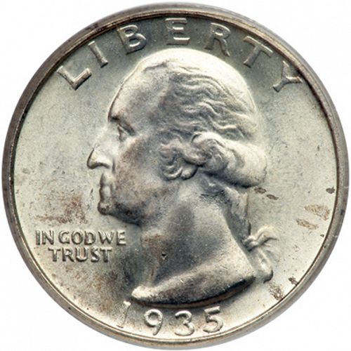 25 cent Obverse Image minted in UNITED STATES in 1935S (Washington)  - The Coin Database
