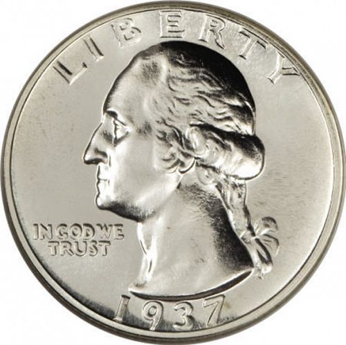 25 cent Obverse Image minted in UNITED STATES in 1937 (Washington)  - The Coin Database