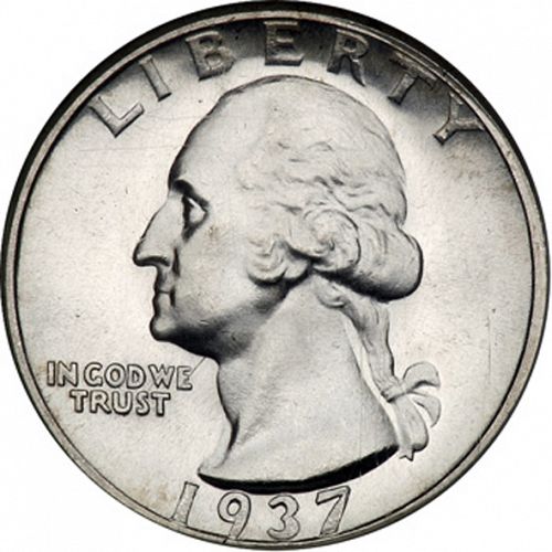 25 cent Obverse Image minted in UNITED STATES in 1937D (Washington)  - The Coin Database