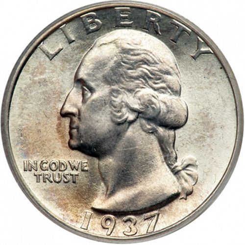 25 cent Obverse Image minted in UNITED STATES in 1937S (Washington)  - The Coin Database