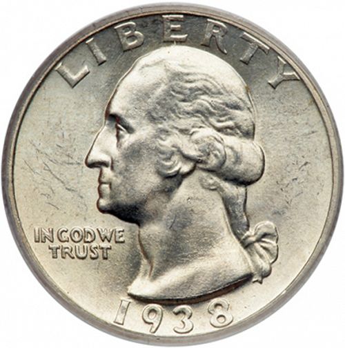 25 cent Obverse Image minted in UNITED STATES in 1938S (Washington)  - The Coin Database